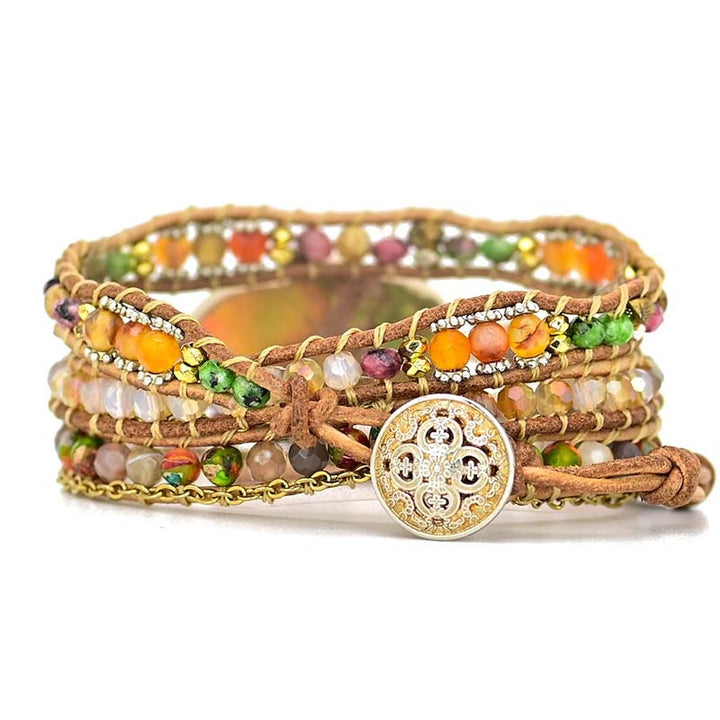 Hamsa wrap bracelet with Amazonite - Zahara-Nora Luxe