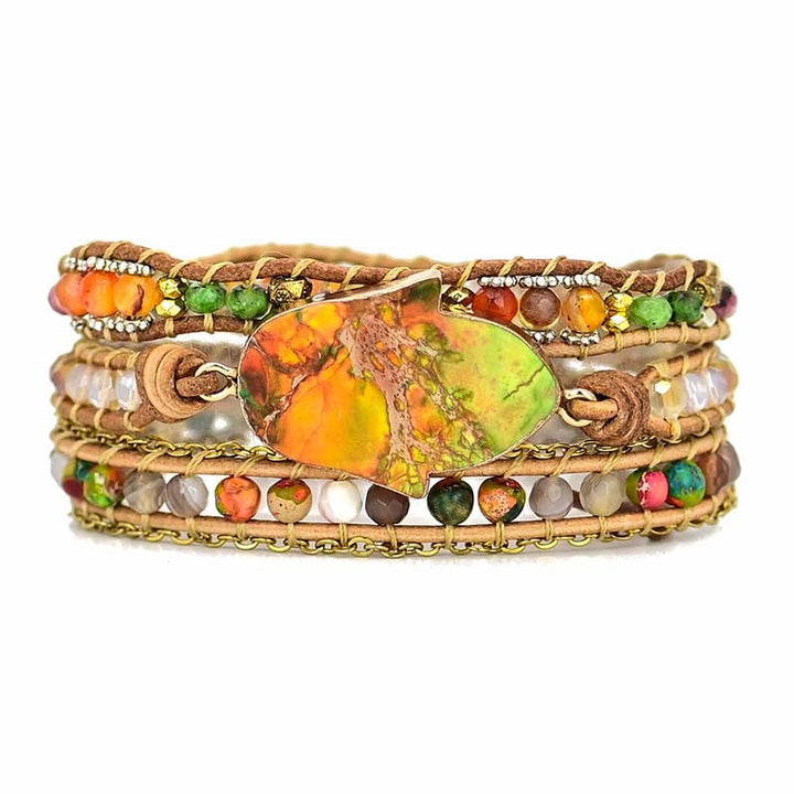 Hamsa wrap bracelet with Amazonite - Zahara-Nora Luxe