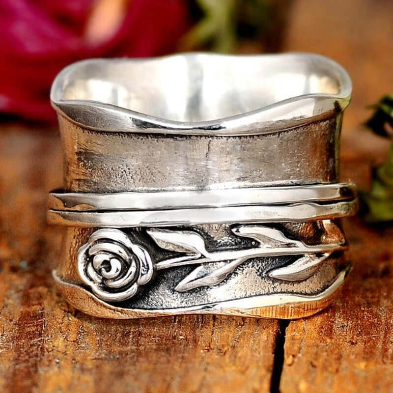 Handmade Silver Flower Ring - Lilac-6-Nora Luxe