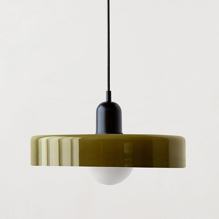 Hanging Lamp of Colored Glass - BauLume-Green-Black-9.8 × 7.1 inches-Nora Luxe
