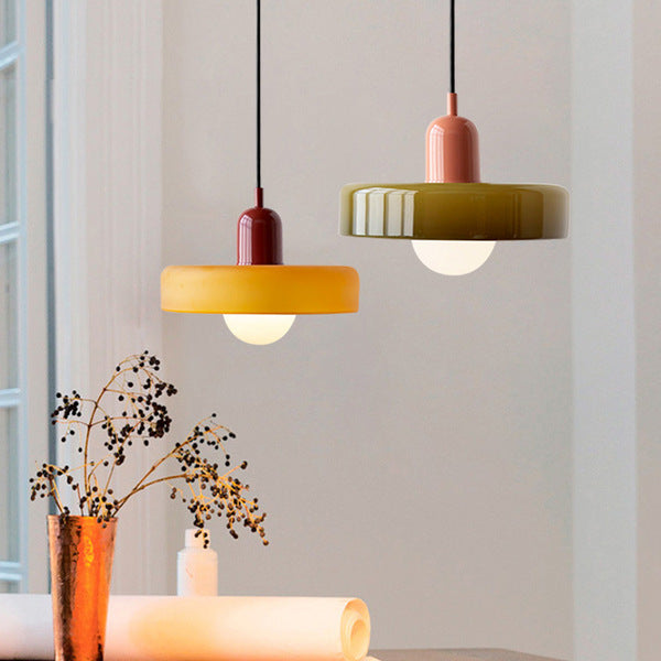 Hanging Lamp of Colored Glass - BauLume-Green-Red-9.8 × 7.1 inches-Nora Luxe