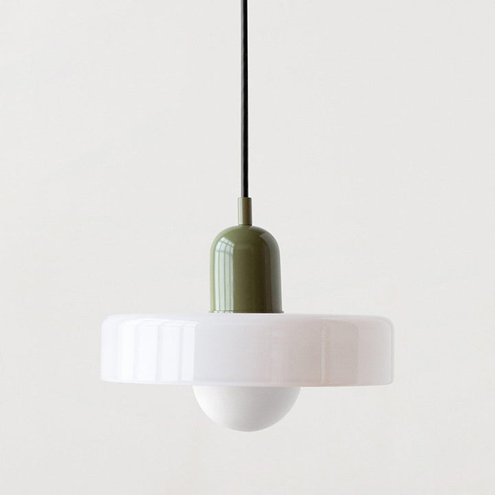 Hanging Lamp of Colored Glass - BauLume-White-Green-9.8 × 7.1 inches-Nora Luxe