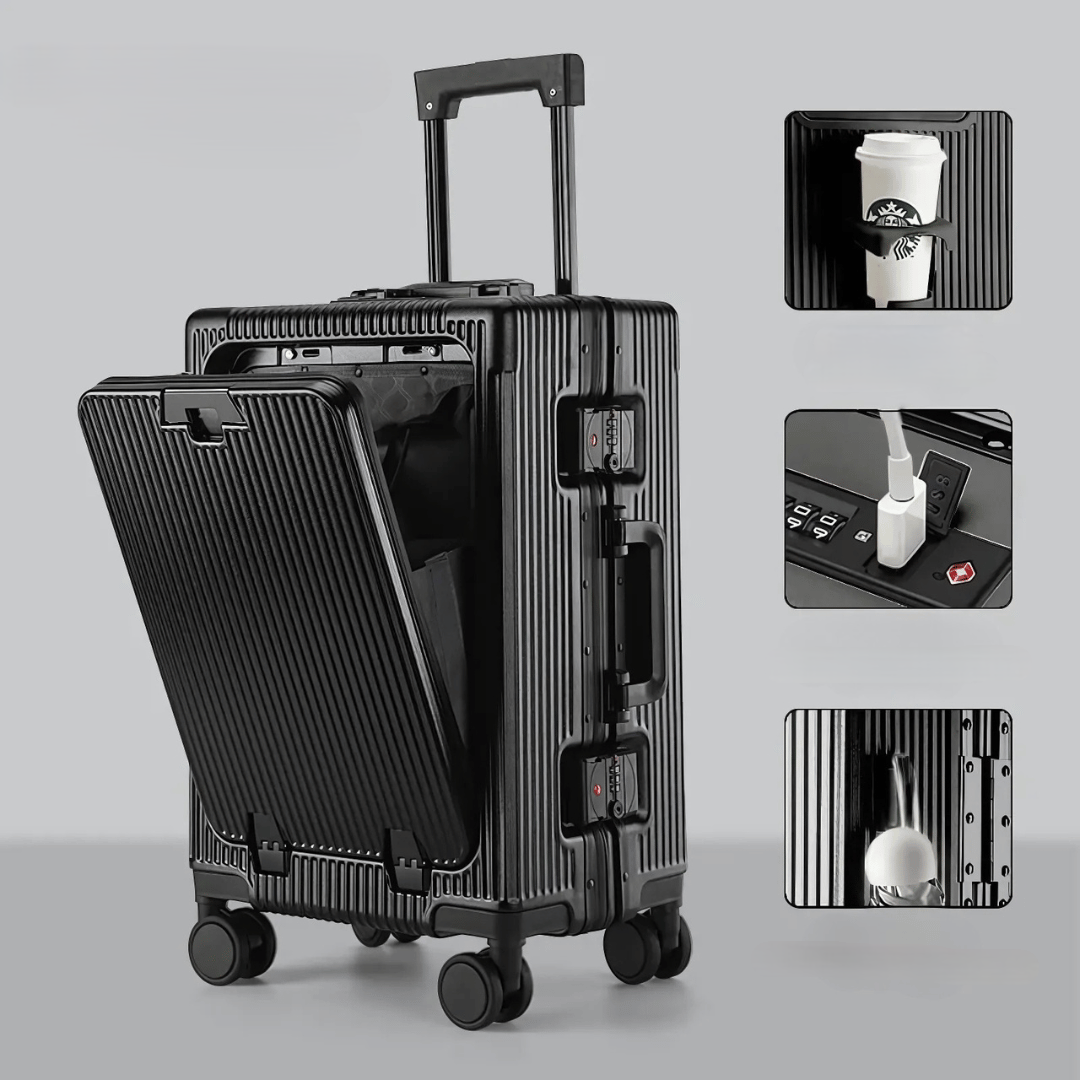 Hard-shell hand luggage suitcase – Manhattan Pro-Black-Nora Luxe