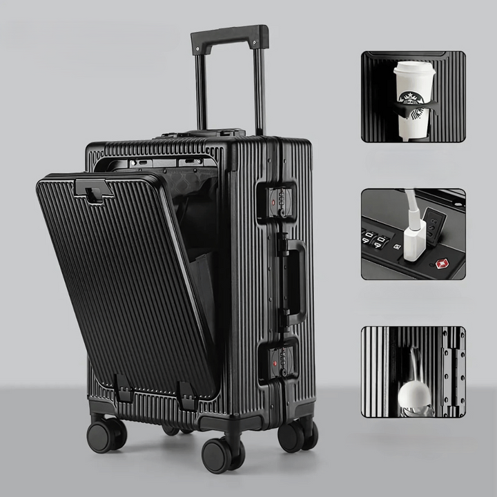 Hard-shell hand luggage suitcase – Manhattan Pro-Black-Nora Luxe