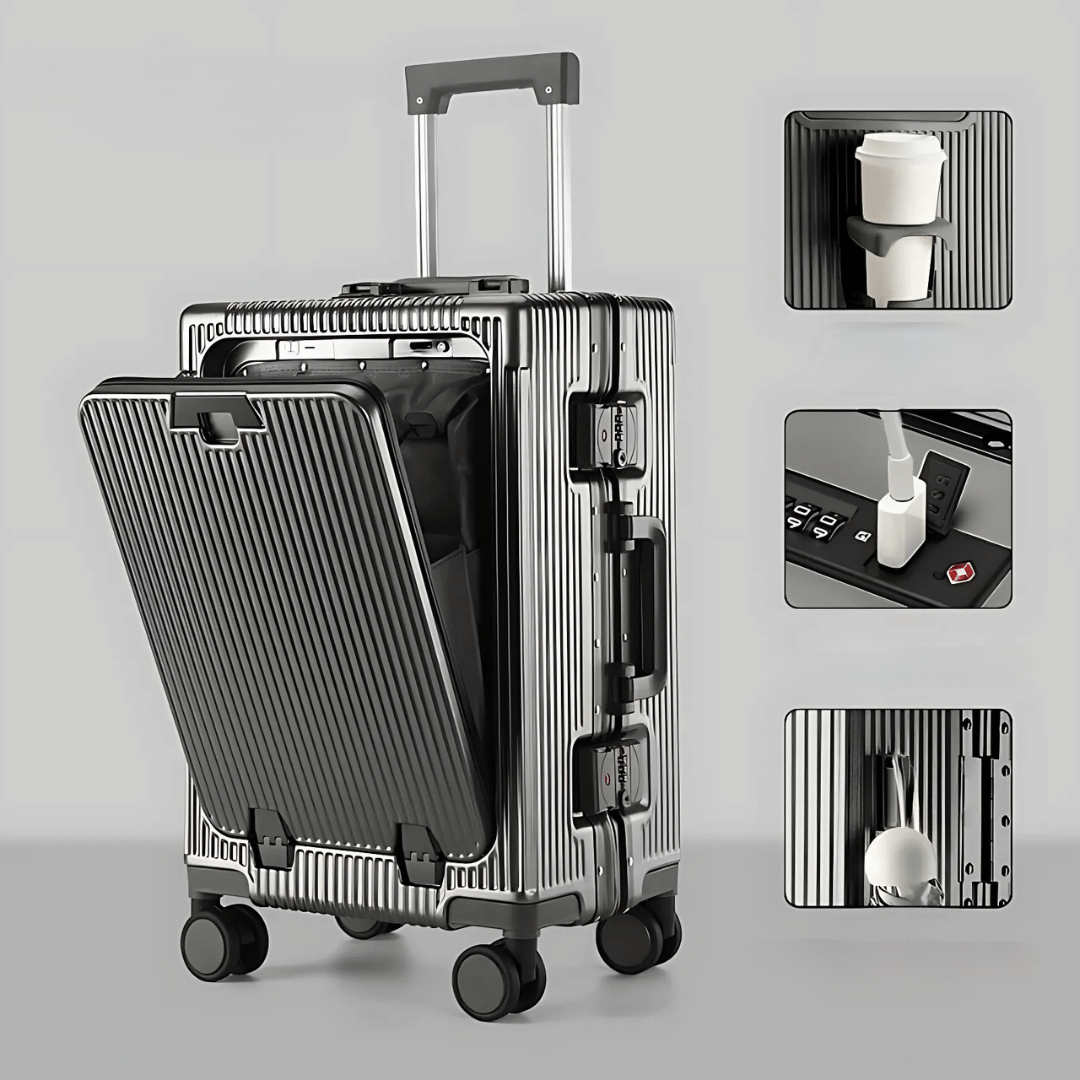 Hard-shell hand luggage suitcase – Manhattan Pro-Gray-Nora Luxe