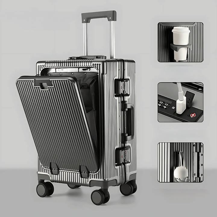 Hard-shell hand luggage suitcase – Manhattan Pro-Gray-Nora Luxe