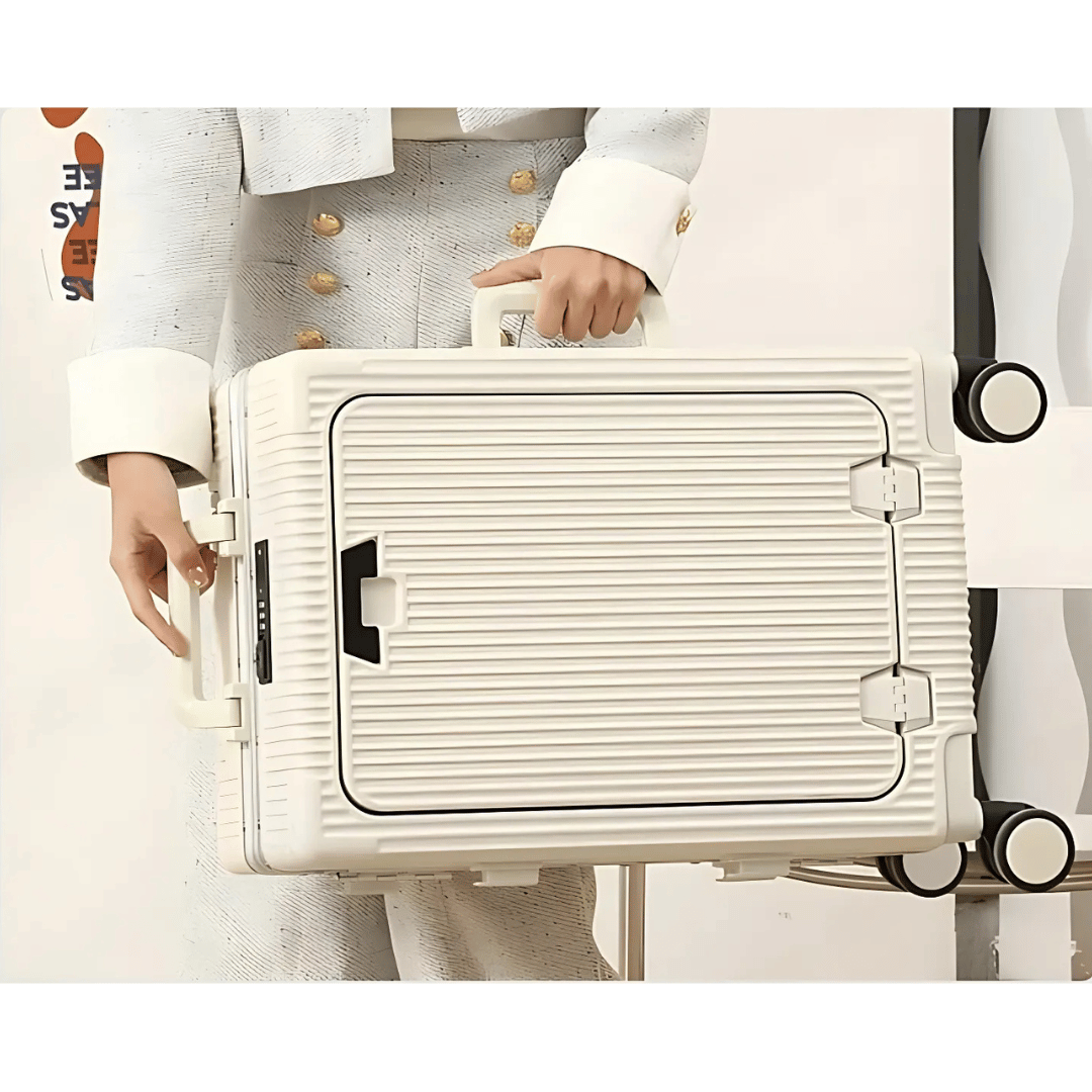 Hard-shell hand luggage suitcase – Manhattan Pro-Silver-Nora Luxe