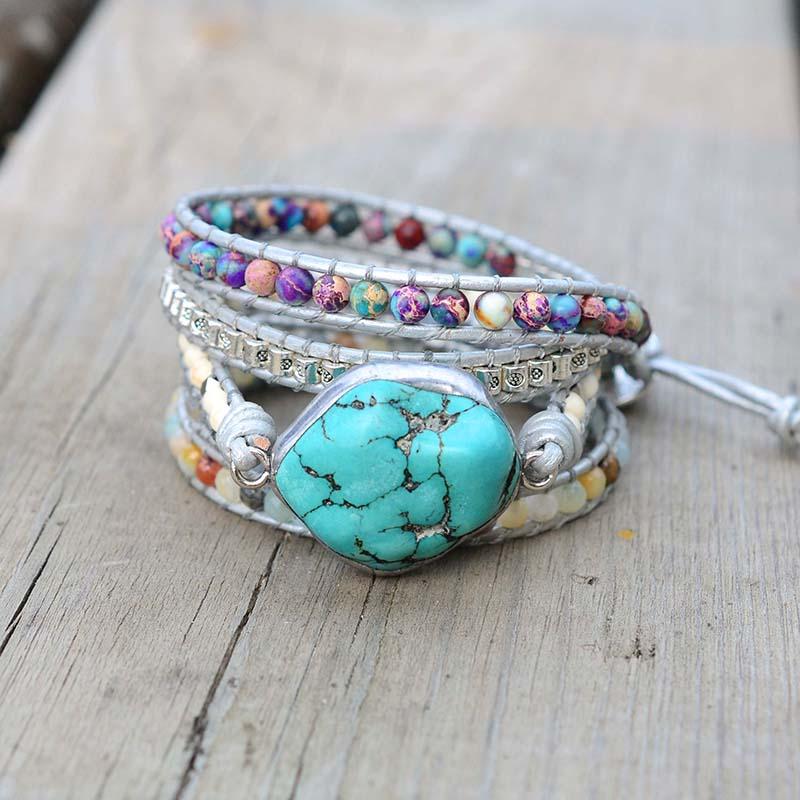 Healing Turquoise Wrap Bracelet - Amara-Nora Luxe