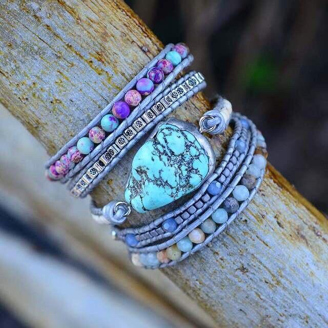 Healing Turquoise Wrap Bracelet - Amara-Nora Luxe