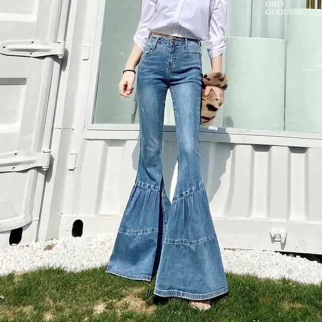 High Waisted Flared Jeans - Mia-Blue-26-Nora Luxe