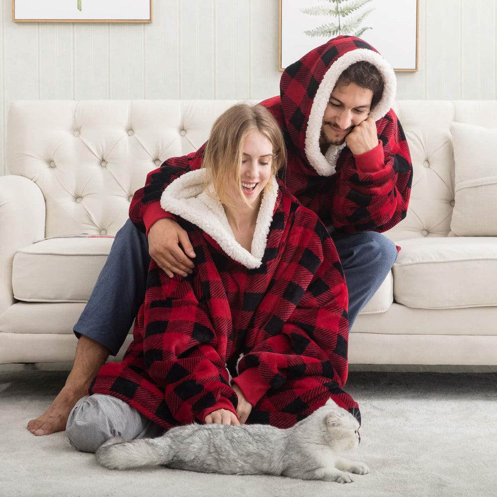 Hoodie & Blanket | Wonderful combination of a soft hoodie and a comfortable blanket in one!-Washed Pink & White-State of Style