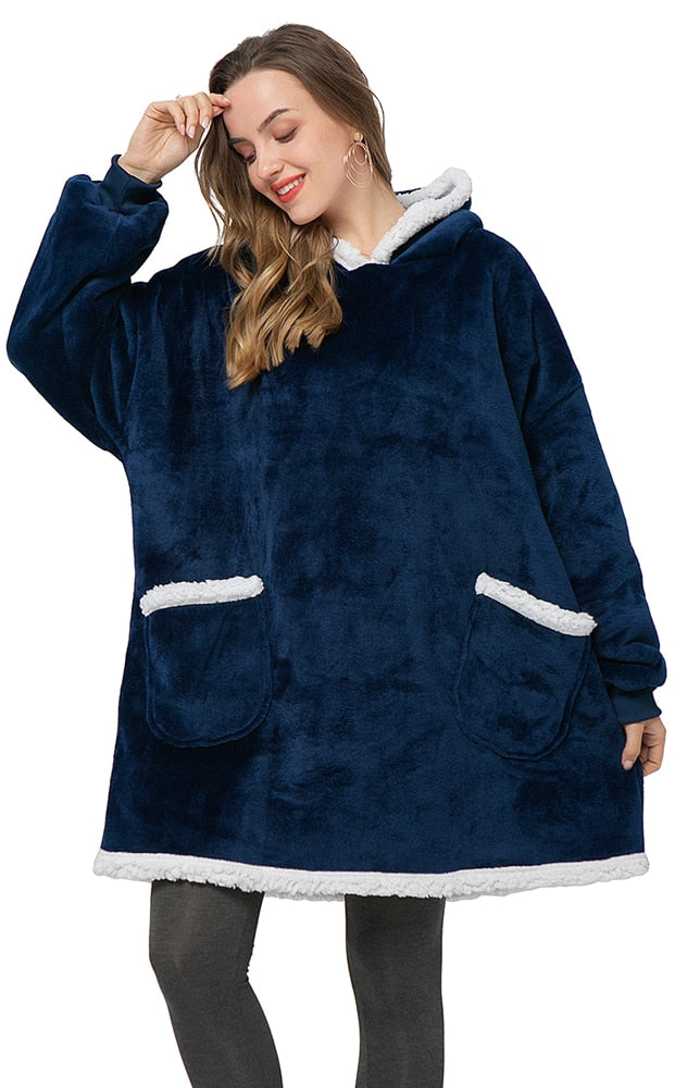 Hoodie & Blanket | Wonderful combination of a soft hoodie and a comfortable blanket in one!-Washed Pink & White-State of Style
