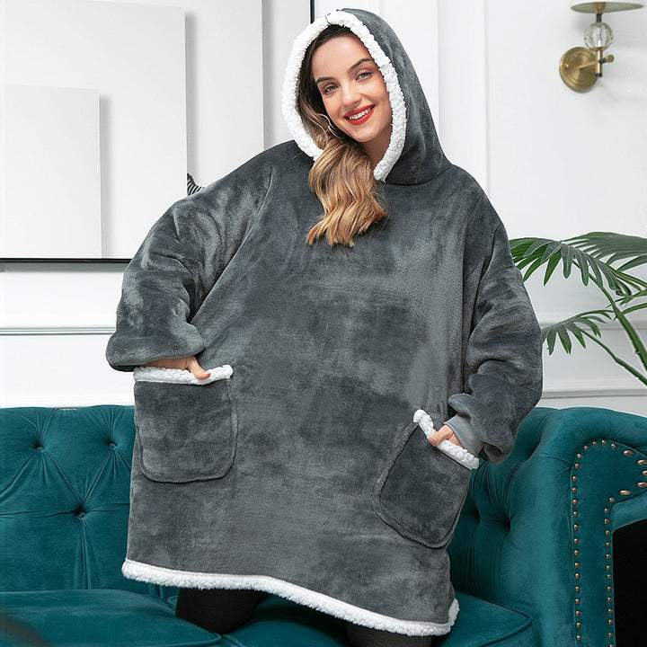 Hoodie & Blanket | Wonderful combination of a soft hoodie and a comfortable blanket in one!-Washed Pink & White-State of Style