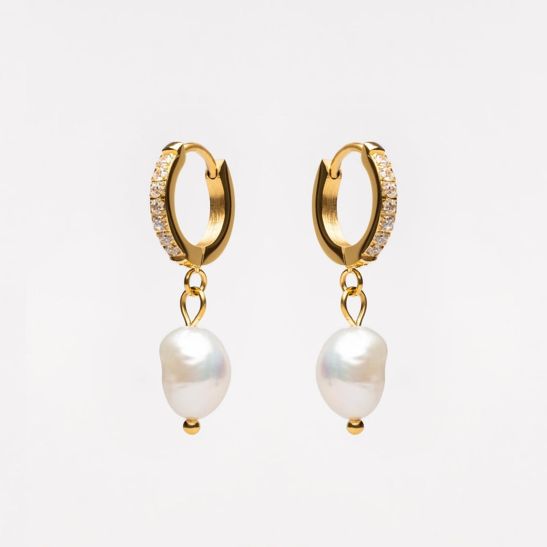 Hoops with freshwater pearls - Arina-Gold-Nora Luxe