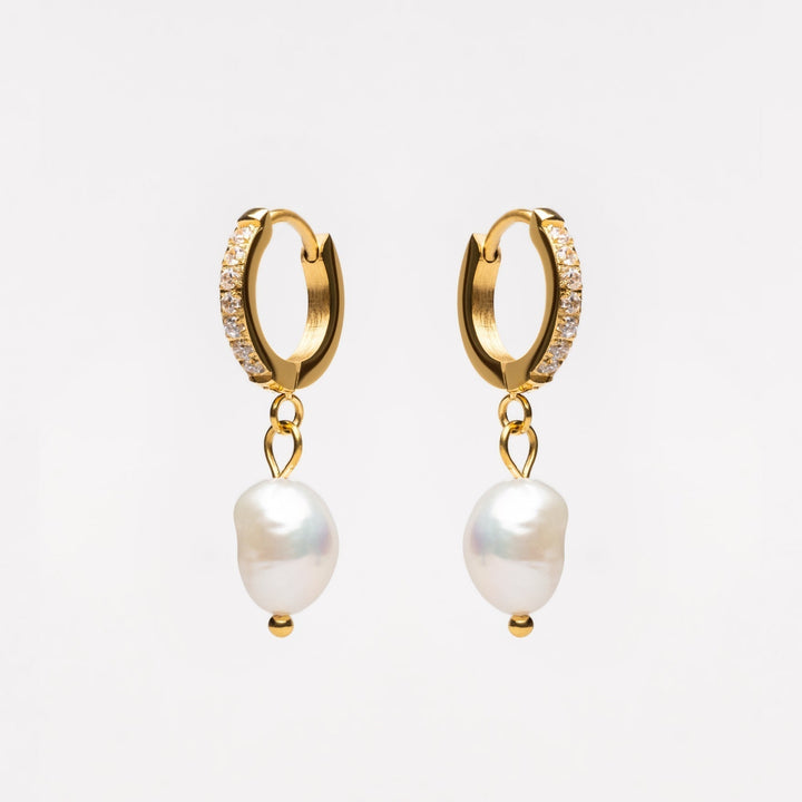 Hoops with freshwater pearls - Arina-Gold-Nora Luxe