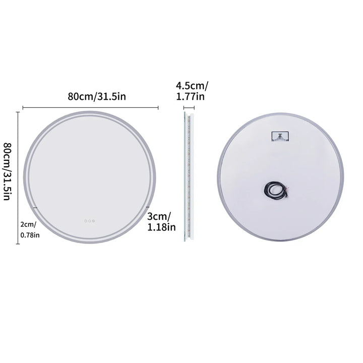 Illuminated Round Bathroom Mirror - LumiMirror-23.62 in-Nora Luxe