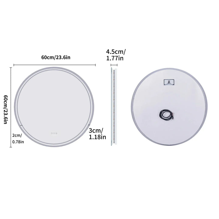 Illuminated Round Bathroom Mirror - LumiMirror-23.62 in-Nora Luxe