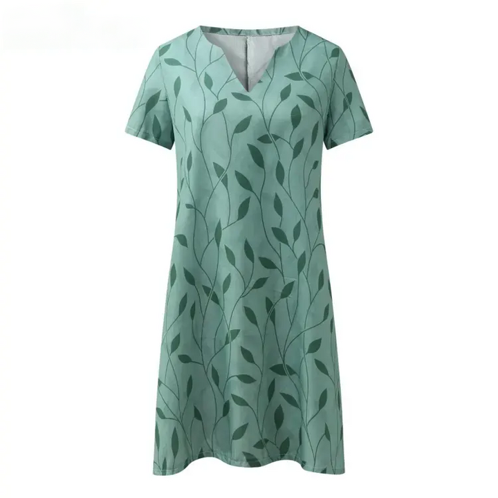 Vestido de malha elegante com decote em V e mangas curtas - ValeriaStrick