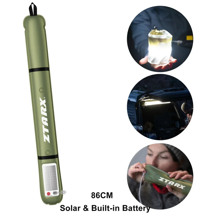 Inflatable Solar LED Tube Light - LumiGlow Pro-4000 mAh-Nora Luxe