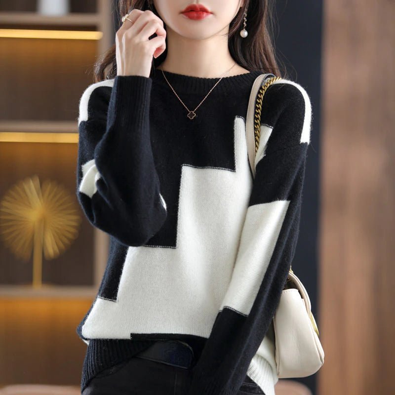 Knitted casual sweater - Arden-White-One size-Nora Luxe
