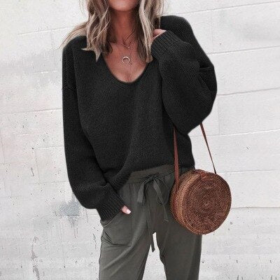 Knitted Oversized Ladies Sweater - Aurora-Black-XS-Nora Luxe