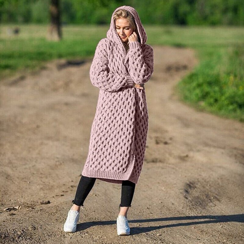 Knitted warm and soft cardigan - Emma-Pink-S-Nora Luxe