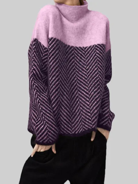 Knitted Women's Sweater - Vintage Charm-Purple-One size-Nora Luxe