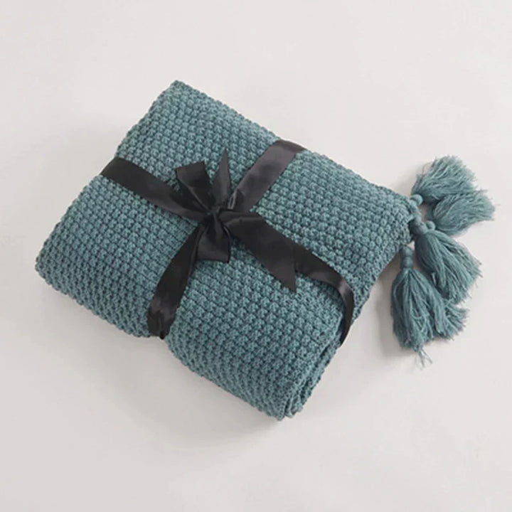 Knitted Wool Blanket with Tassels - NordicCozy-Light Green-43.31 × 59.06 in-Nora Luxe