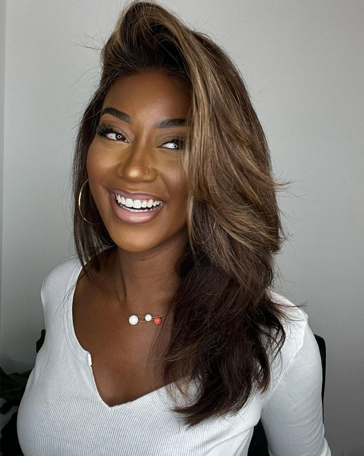 Lace Front Wig with Highlights – Selena-Nora Luxe