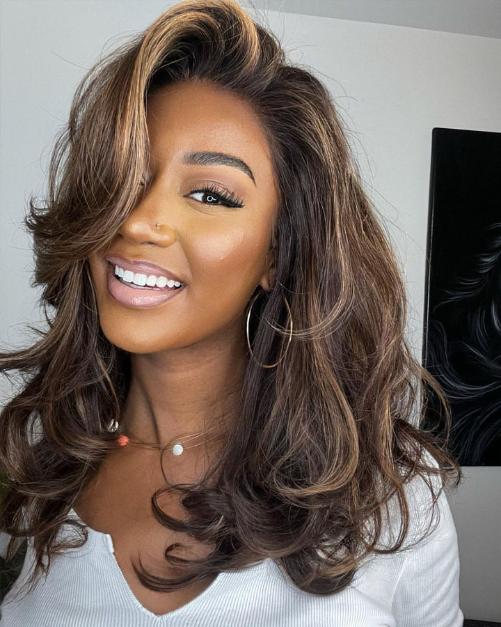 Lace Front Wig with Highlights – Selena-Nora Luxe