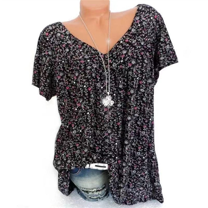 Ladies Boho Summer Blouse with Floral Print - Celeste-Black-S-Nora Luxe