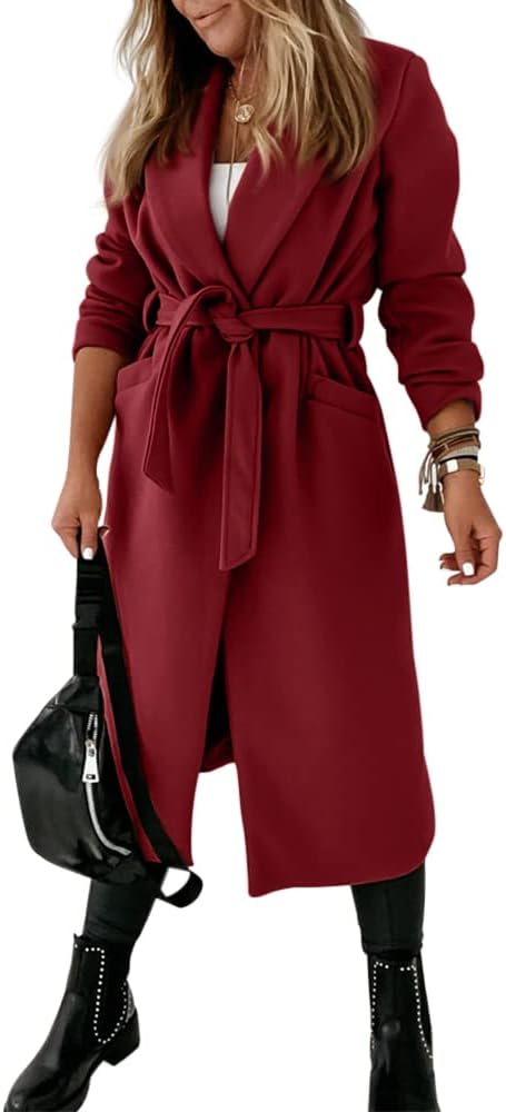 Ladies Classic Coat with Notched Collar and Open Front – Paulina-Olive Green-S-Nora Luxe