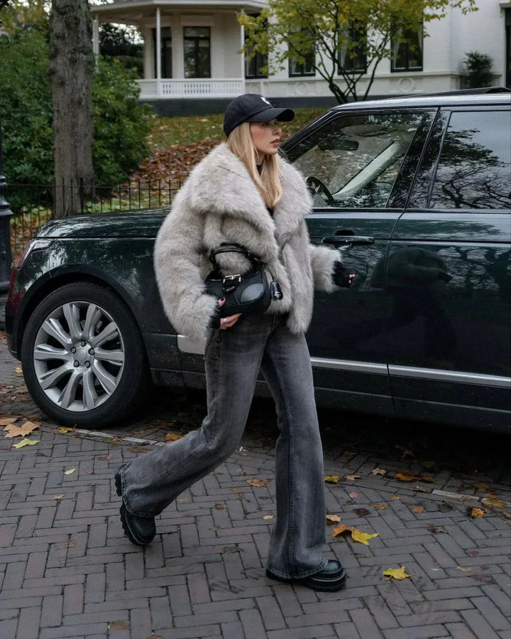 Ladies Faux Fur Jacket - Olivia-XS-Nora Luxe