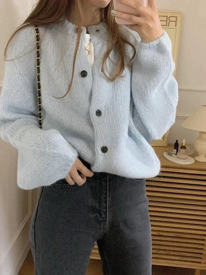 Ladies Knitted Cardigan - Nova-White-One-Size-Nora Luxe