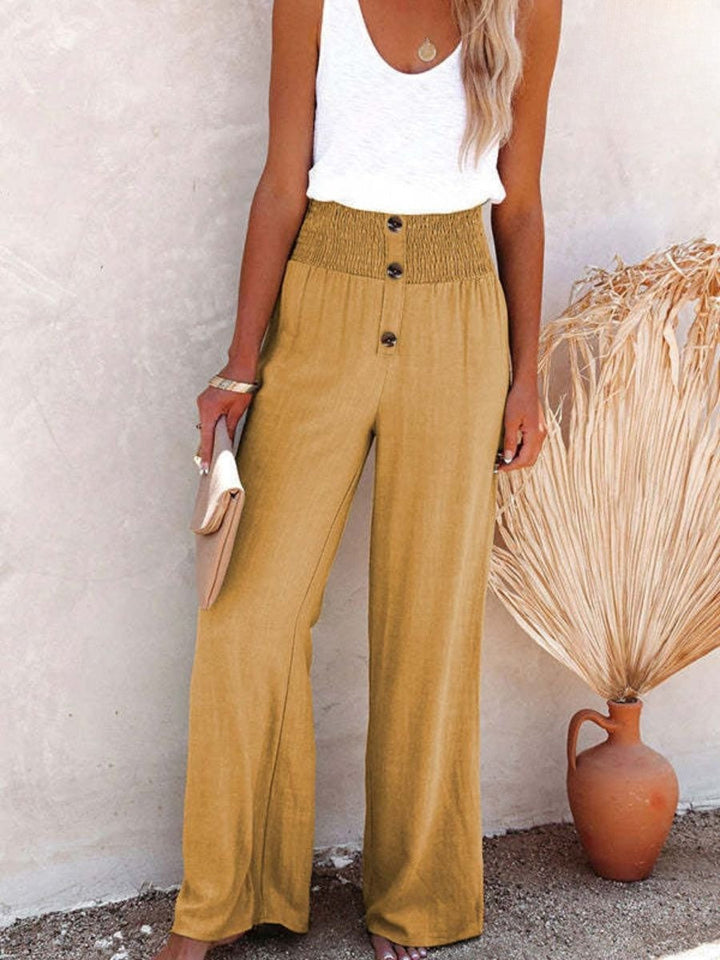 Ladies' linen trousers with a high waist and wide leg – Livia