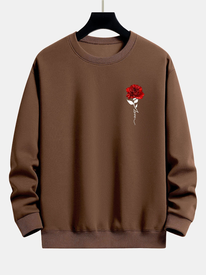 Ladies' Rose Print Sweatshirt - Amelia-White-S-Nora Luxe