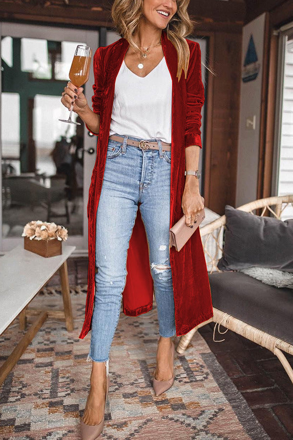 Ladies Stylish Suede Kimono Jacket - Isabella-Red-S-Nora Luxe