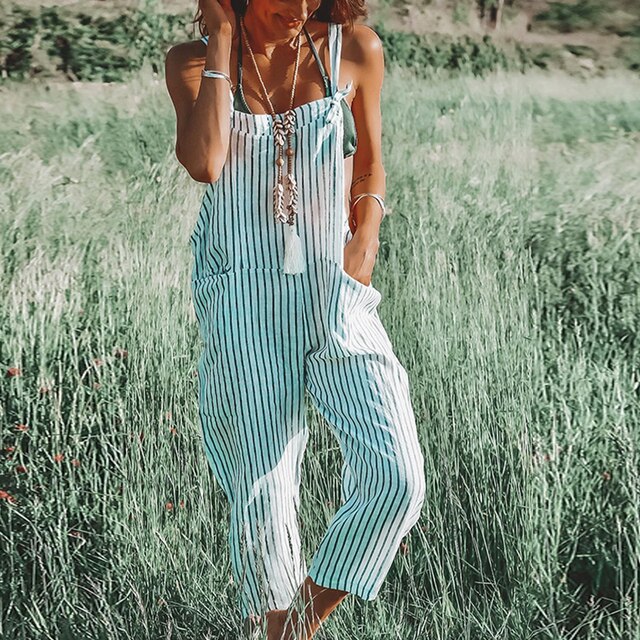 Ladies' Summer Jumpsuit with Adjustable Straps and Tapered Legs – Mireya-White-S-Nora Luxe