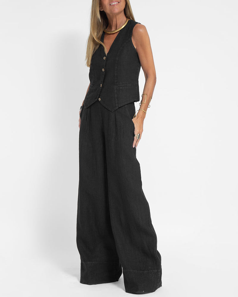 Ladies Summer Set with Top and Shorts – Esmee-Black-S-State of Style