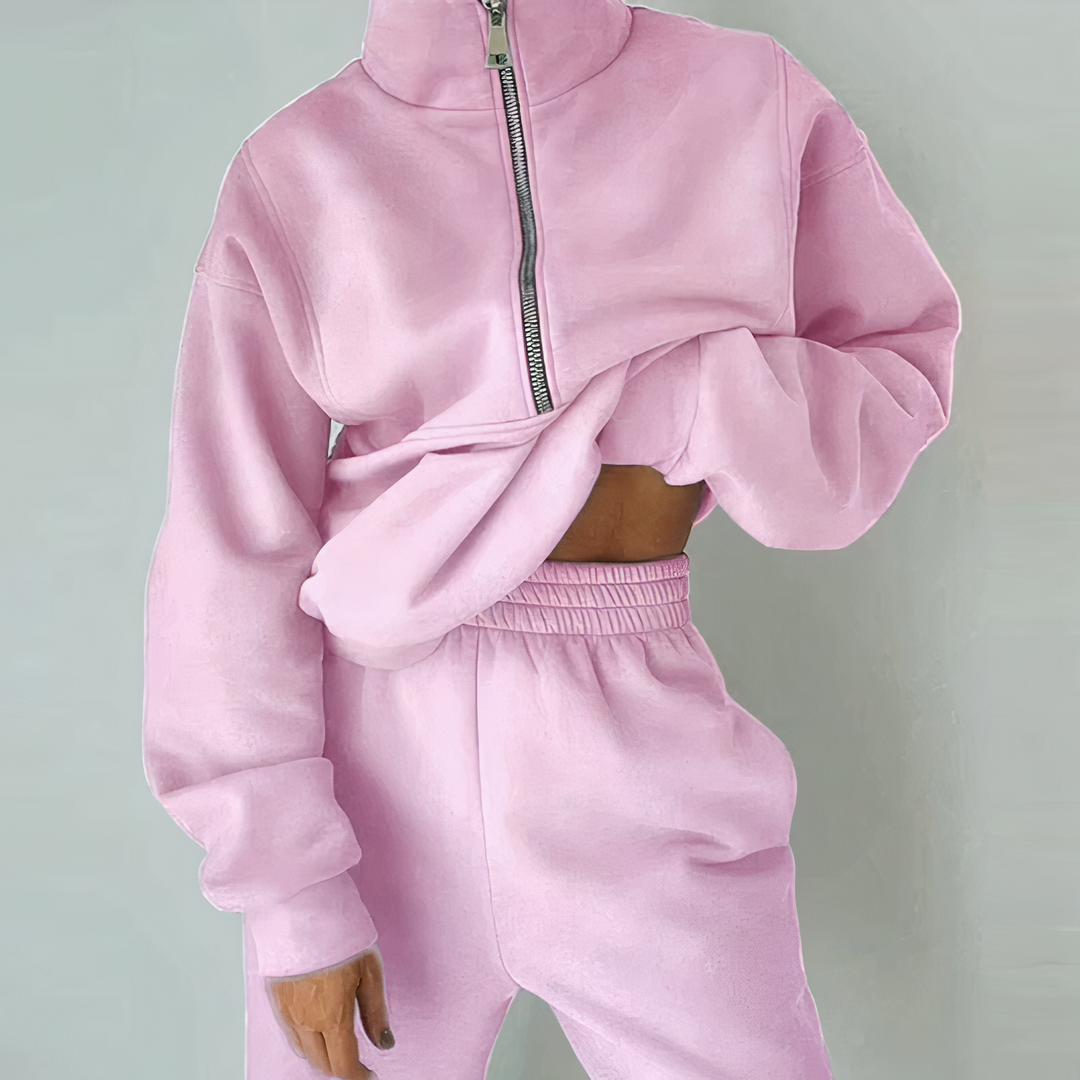 Ladies Tracksuit Set of 2 - Livia-Pink-S-Nora Luxe