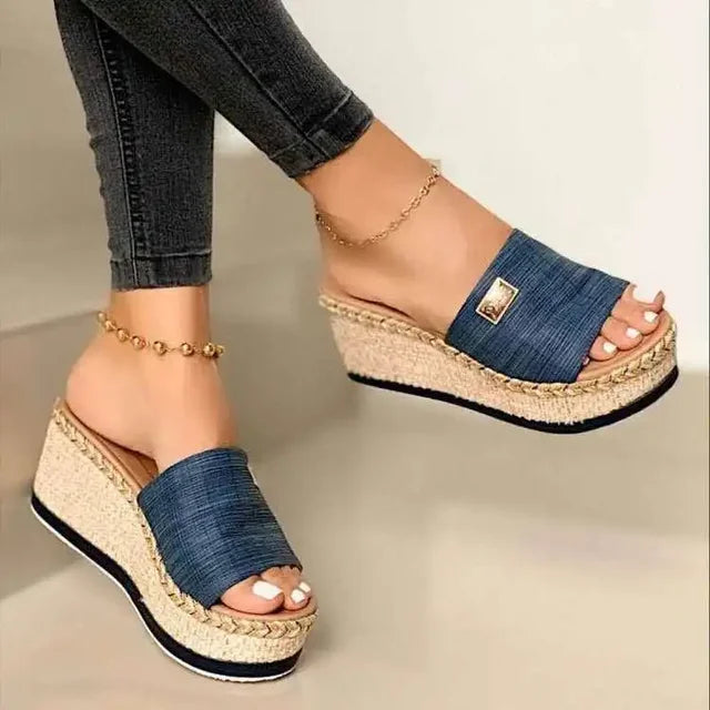 Ladies' Wedge Platform Sandals - Ravina-Blue-3-State of Style