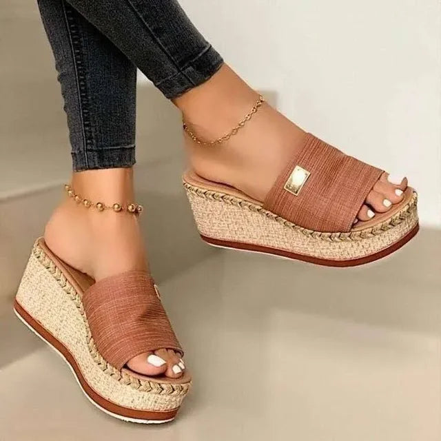 Ladies' Wedge Platform Sandals - Ravina-Orange-3-State of Style