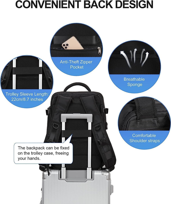 Waterproof Travel Backpack with Shoe Compartment & USB Port – 14" (35.56 cm) Laptop Fit