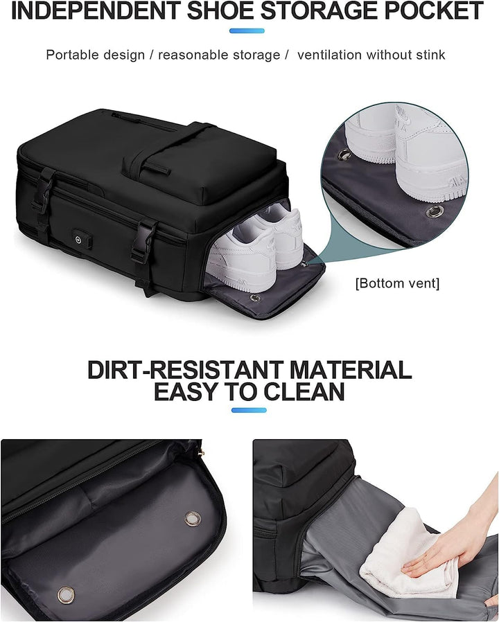 Waterproof Travel Backpack with Shoe Compartment & USB Port – 14" (35.56 cm) Laptop Fit