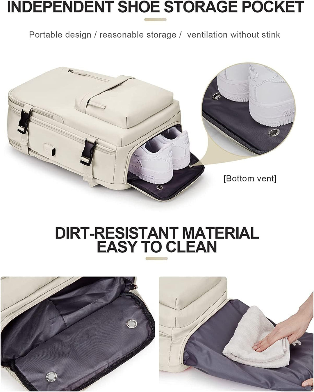 Waterproof Travel Backpack with Shoe Compartment & USB Port – 14" (35.56 cm) Laptop Fit