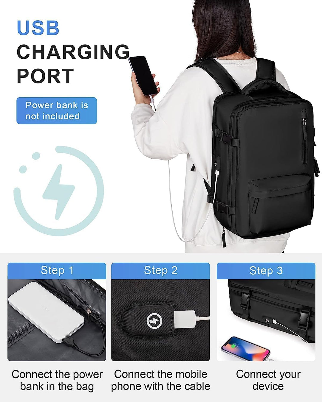 Waterproof Travel Backpack with Shoe Compartment & USB Port – 14" (35.56 cm) Laptop Fit
