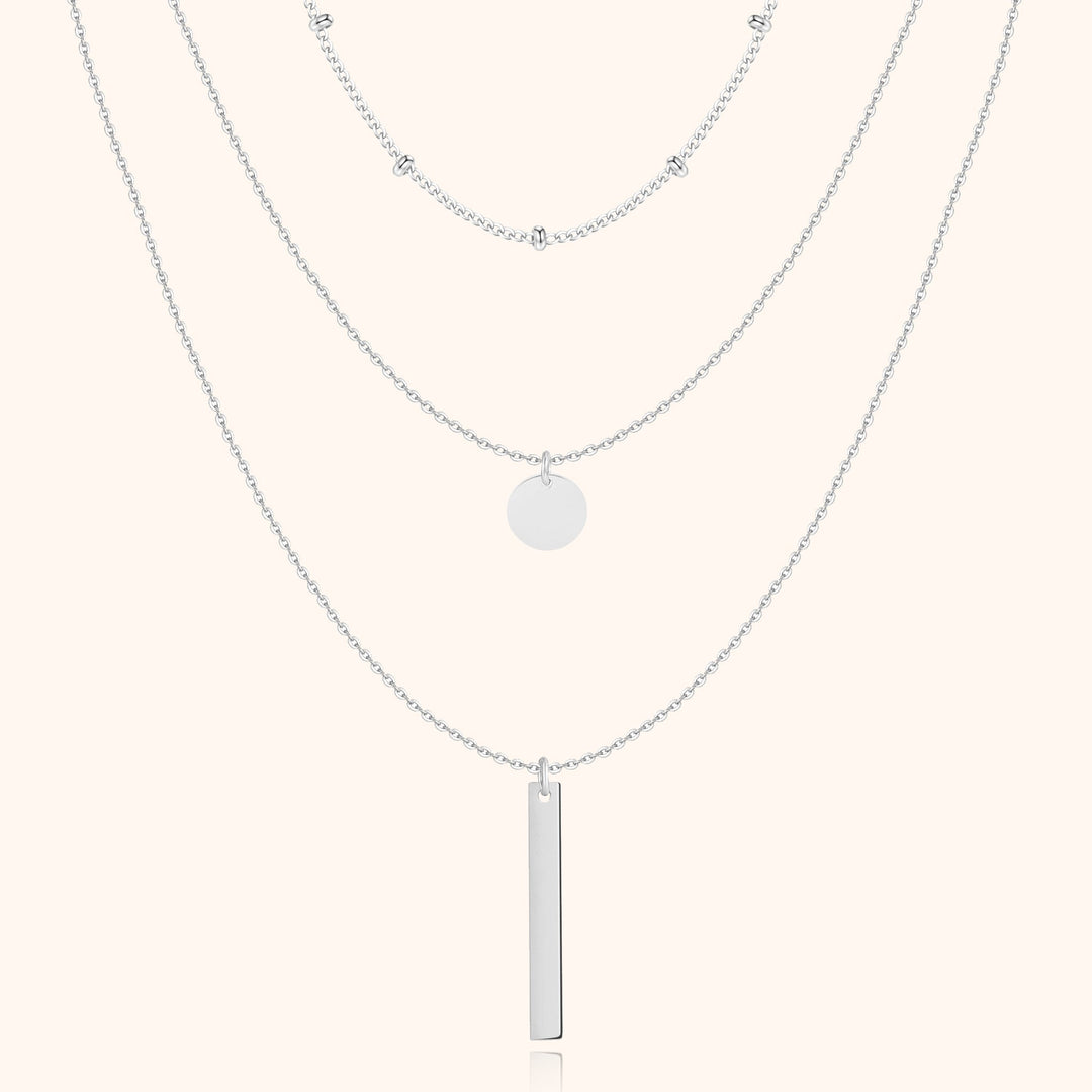 Layered Triple Necklace - Elise-Silver-Nora Luxe