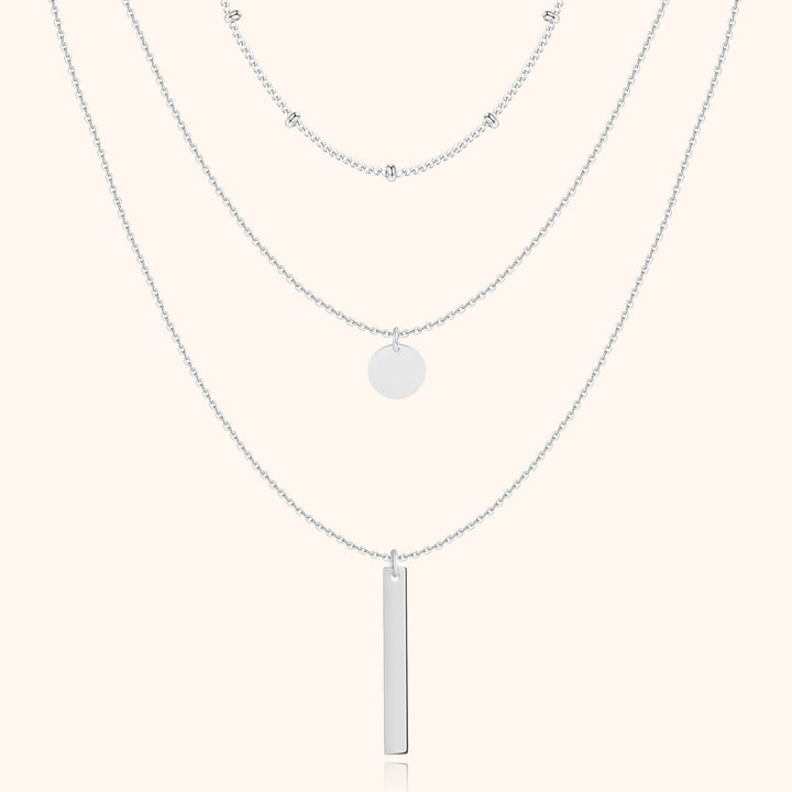 Layered Triple Necklace - Elise-Silver-Nora Luxe