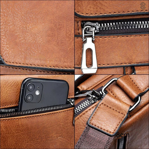 Leather Shoulder Bag - EleganceLuxe-Light Brown-Nora Luxe