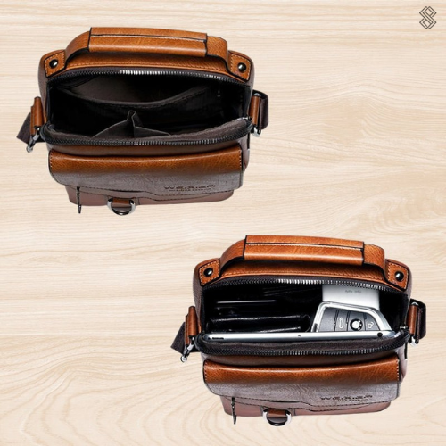 Leather Shoulder Bag - EleganceLuxe-Light Brown-Nora Luxe